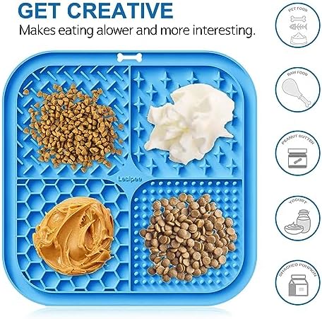 Dog and cat feeding mat with peanut butter spread
