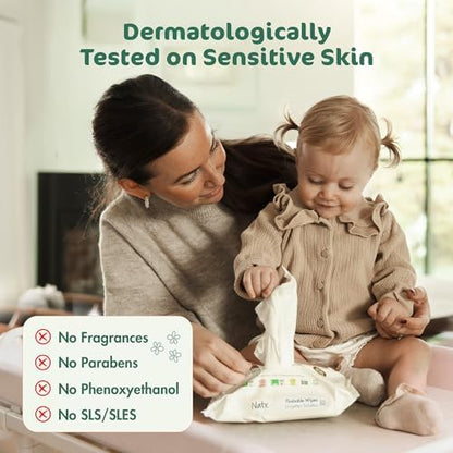 Naty plant-based baby wipes packaging details