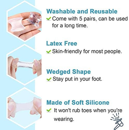Five pairs of Povihome medical grade silicone orthotic toe straighteners.