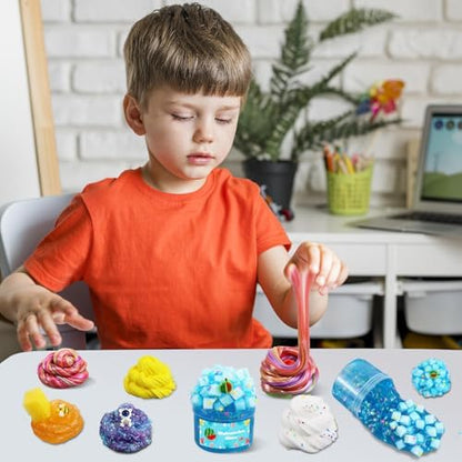 Safety warning label and product packaging overview for the educational craft set.