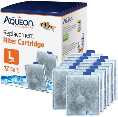 Aqueon large filter cartridges box packaging showing dual sided dense floss and carbon