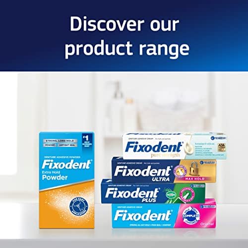 Strongest Fixodent adhesive formula holding full plate and partial dentures from morning to night