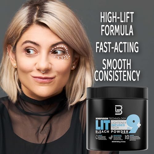 L3VEL3 BondFusion blue dust free bleach powder showing premium salon hair bleaching product texture