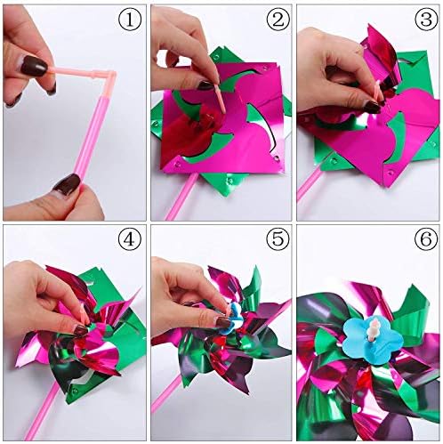 Close up of Elcoho DIY party pinwheel assembly components