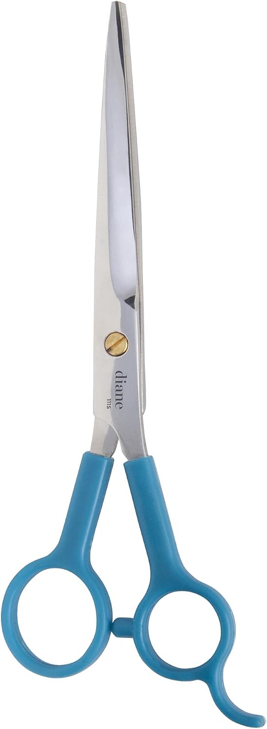 Non-slip grip handle detail of the stainless steel grooming scissors