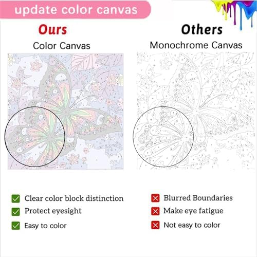 Pre framed linen canvas art kit for beginners featuring cartoon butterflies