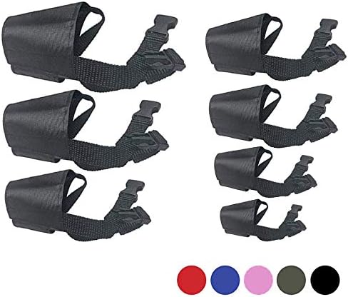 Adjustable black pet muzzle kit with quick fit strap detail