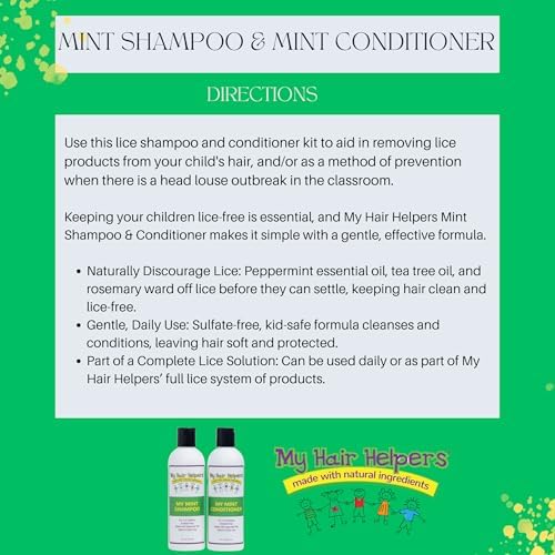 Top view of My Hair Helpers anti-lice hair care products