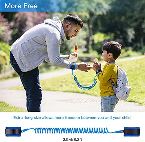 Child wearing Hooyyene blue anti-lost wristband in a park