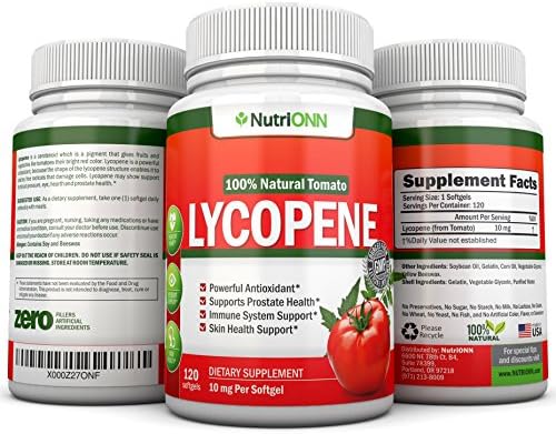NutriONN Lycopene health supplement bottle nutritional panel