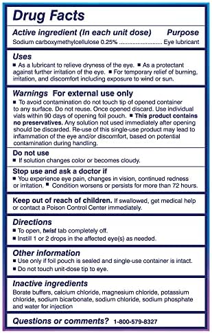 TheraTears preservative free single use vials for sensitive eye relief.