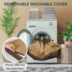 LIORCE waterproof dog bed cover being unzipped to demonstrate easy washing setup