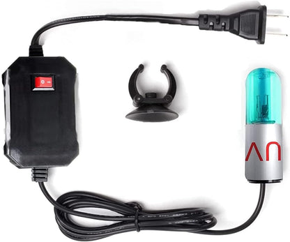 Detailed view of the UV sterilizer cable and power switch