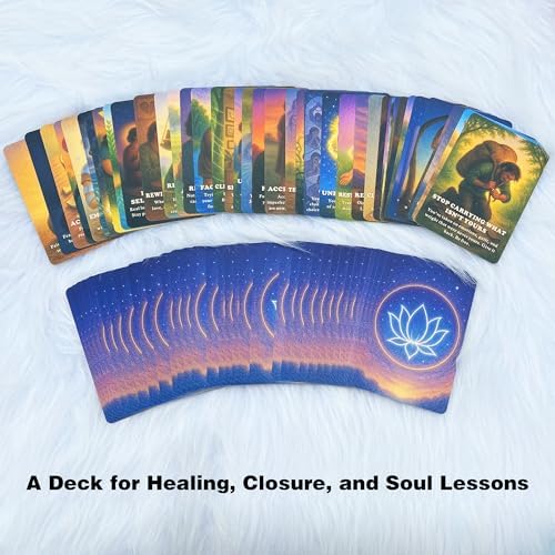The Threads of Karma seventy five card deck spread out for shadow work