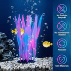Pack of two pink glowing aquarium plant decorations showing full height dimensions and form.