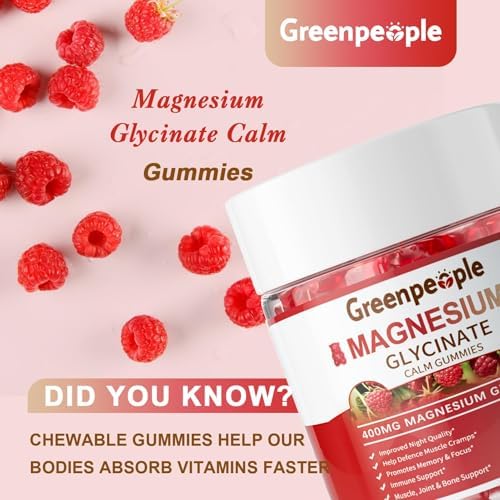 Side angle of GREENPEOPLE 60 count magnesium supplement bottle imported from the United States.