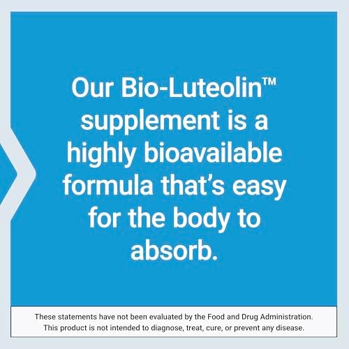 Life Extension Bio Luteolin 30 vegetarian capsules side view showing non GMO certification