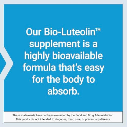 Life Extension Bio Luteolin 30 vegetarian capsules side view showing non GMO certification