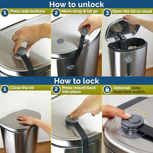 Wappa Baby garbage bin safety strap adhesive pads application process demonstration