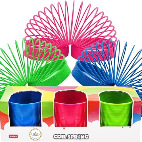 Three pack of multicolor plastic walking springs for children birthday party favors