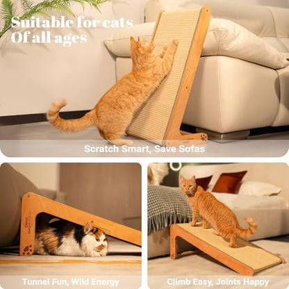 CHEERHOME PETS L shape cat scratching furniture showing the hollow crawl space beneath