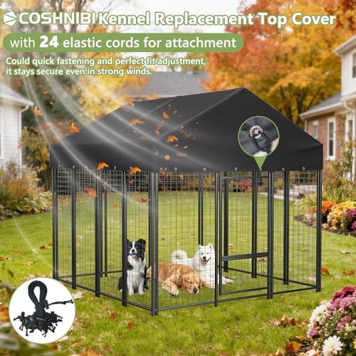 Weatherproof large dog enclosure canopy cover shielding from rain and sun