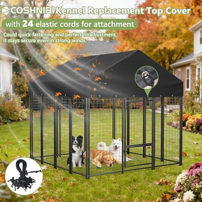 Weatherproof large dog enclosure canopy cover shielding from rain and sun