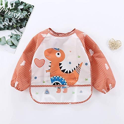 PandaEar long sleeve infant bib showing the adjustable back tie closure design