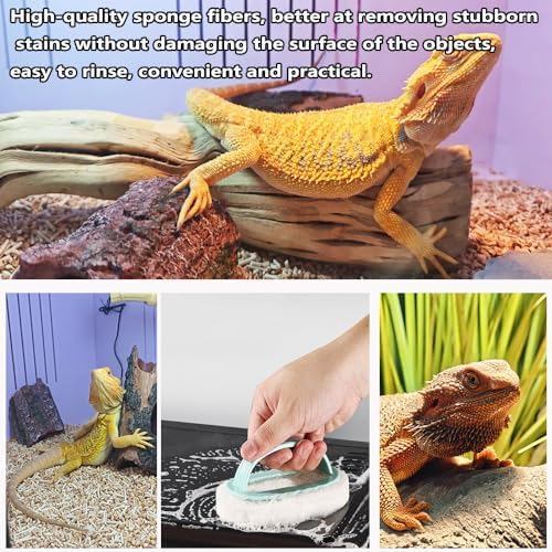 Delllala lizard cage cleaning shovel and broom being used to clear debris from a reptile habitat.