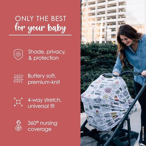 Milk Snob cover stretched over a shopping cart seat