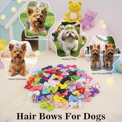 Set of 60 pieces puppy bows for pet hair grooming