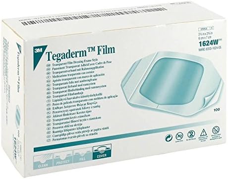 Authentic 3M Tegaderm window frame style waterproof transparent film dressing applied on skin showing flexibility