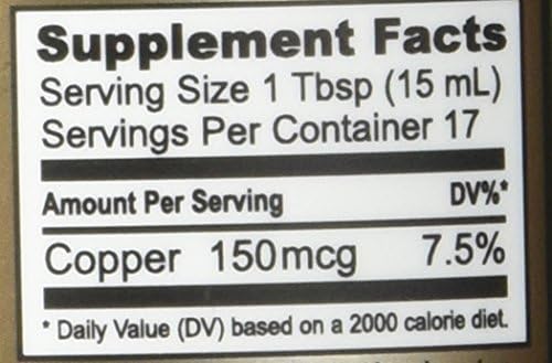 Premium deionized water based colloidal copper nanoparticles bottle showing pure ingredients list.