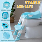 Foldable children toilet trainer ladder collapsed flat against a bathroom wall
