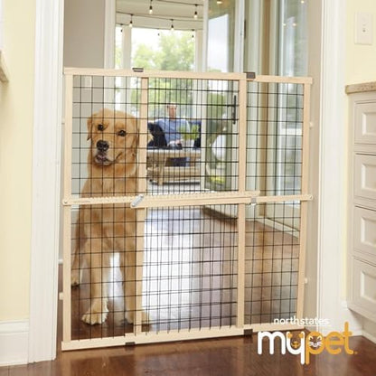 MYPET sustainable wood wire mesh barrier packaging details highlighting made in USA quality
