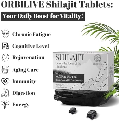 Himalaya products inspired shilajit tablets offer an energy boost with eighty five trace minerals.