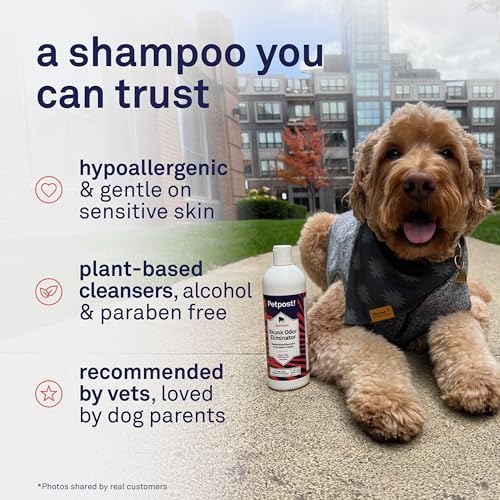 Petpost safflower oil enriched pet shampoo packaging back view