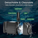 Aquarium water pump displaying suction cups for secure mounting