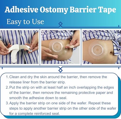 Premium hydrocolloid stoma barrier strips package contents illustrating the twenty piece set.