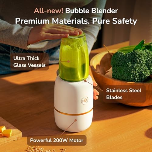 Hands free one touch operation button on cream colored food mixer.