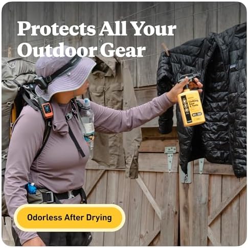 Authentic imported Sawyer permethrin gear spray highlighting six week durability icon