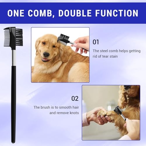LOGJAM 14 Pcs Flea Lice Combs for Dog Cat, Multi-size Fine Stainless Steel Teeth Combs for Head Lice Treatment Pet Tear Stain Remover - Image 5