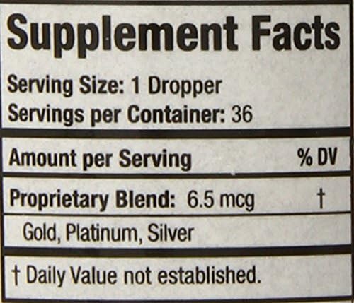 Harmonic Innerprizes Colloidal Golden Platinum nutritional facts panel