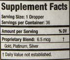 Harmonic Innerprizes Colloidal Golden Platinum nutritional facts panel
