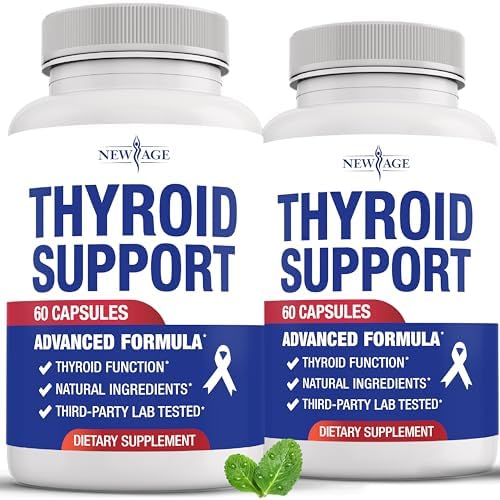 New Age Thyroid Support Supplement front view bottle for natural hormone balance.