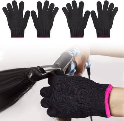 CcHuDE heat resistant gloves front view showing black fabric with pink edge