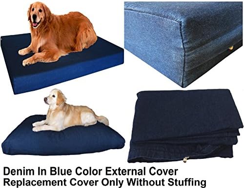 Dogbed4less extra large denim dog bed cover close up fabric texture.