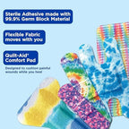 Band-Aid flexible fabric assortment showing different sizes and colorful patterns