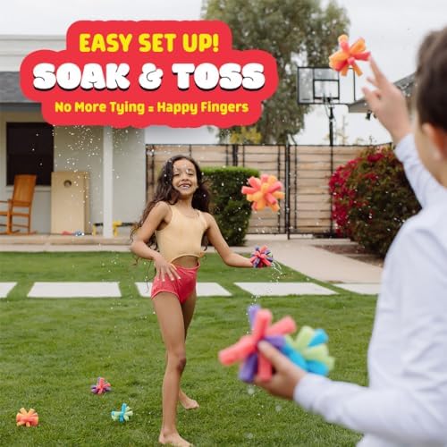 Preschool safe sustainable water splash balls set with convenient mesh carrying pouch.