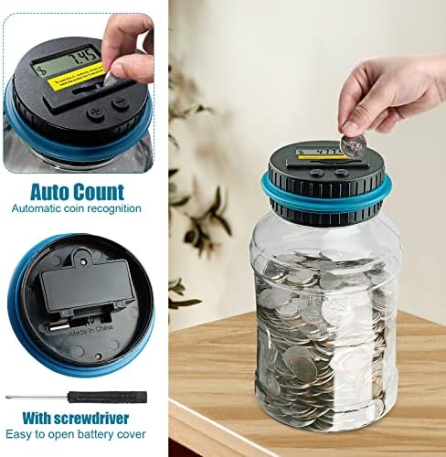 QPEY change jar for saving money illustrating the underside battery compartment placement.